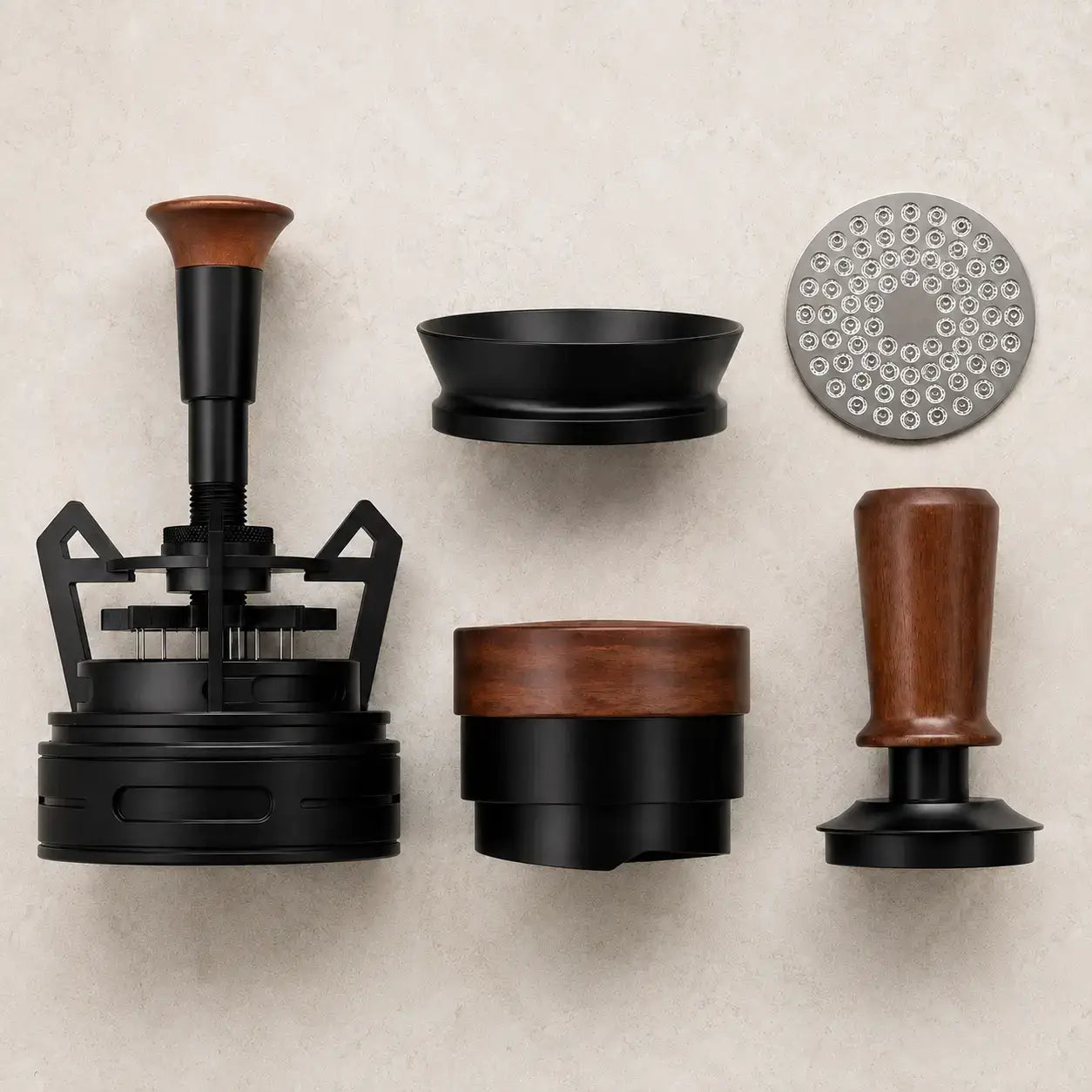 Ristrevo Precision Barista Set mit Tamper, Distributor, WDT-Werkzeug, Dosiertrichter und Puck Screen