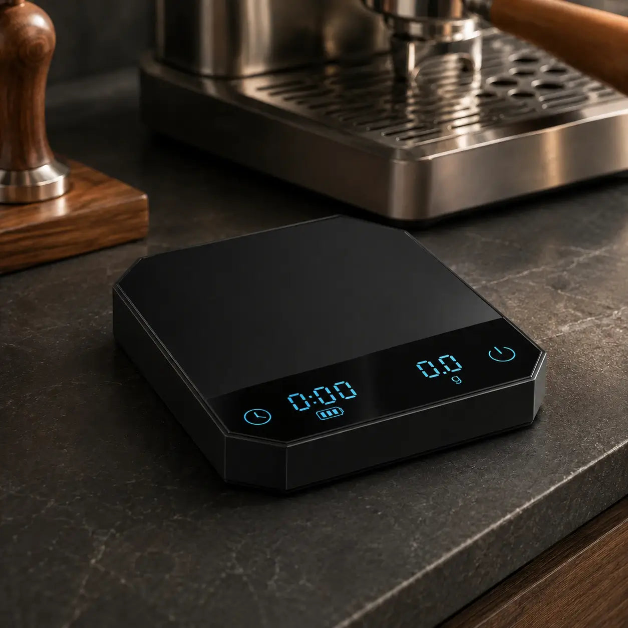 Schwarze Ristrevo Precision Scale für Espresso mit digitaler Anzeige und Timer